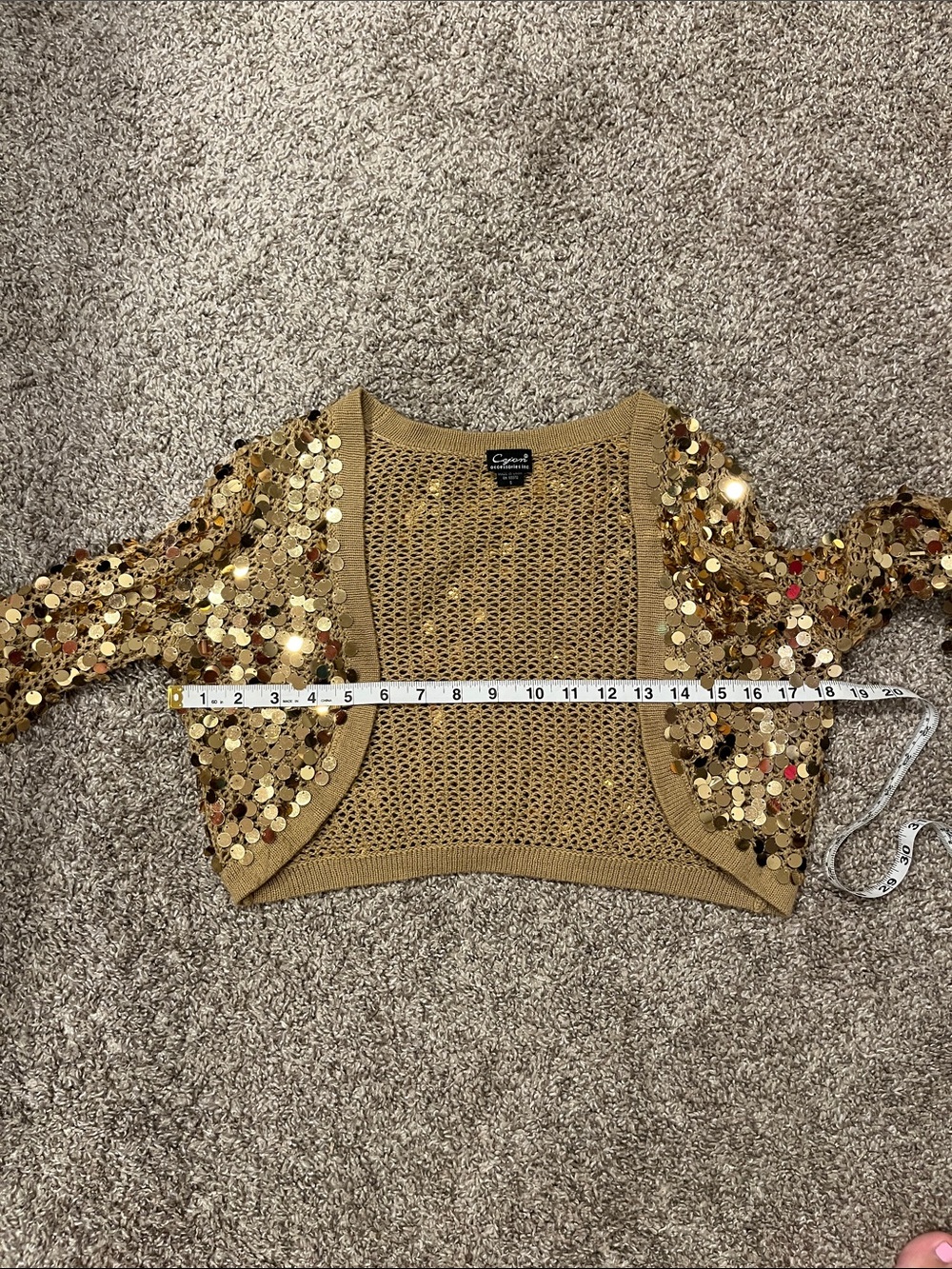 Cejon Accessories Y2K Gold Sequin Shrug Size Small - Picture 5 of 8